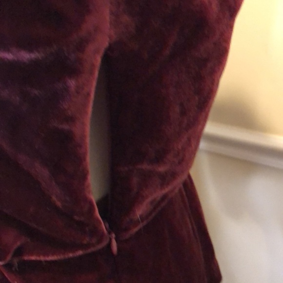 J. CREW Velvet Faux Wrap V-Neck Peplum Hem Long Sleeve Wine Blouse Sz 10 NWT - Picture 11 of 15